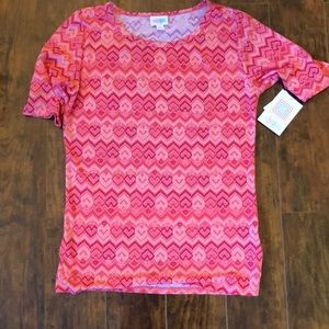 NWT LuLaRoe Gigi, Guava, Red, & Pink w/ Hidden Hearts throughout ~ sz Medium